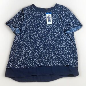 NWT Hilary Radley Navy Floral Flowy Layered Casual Top